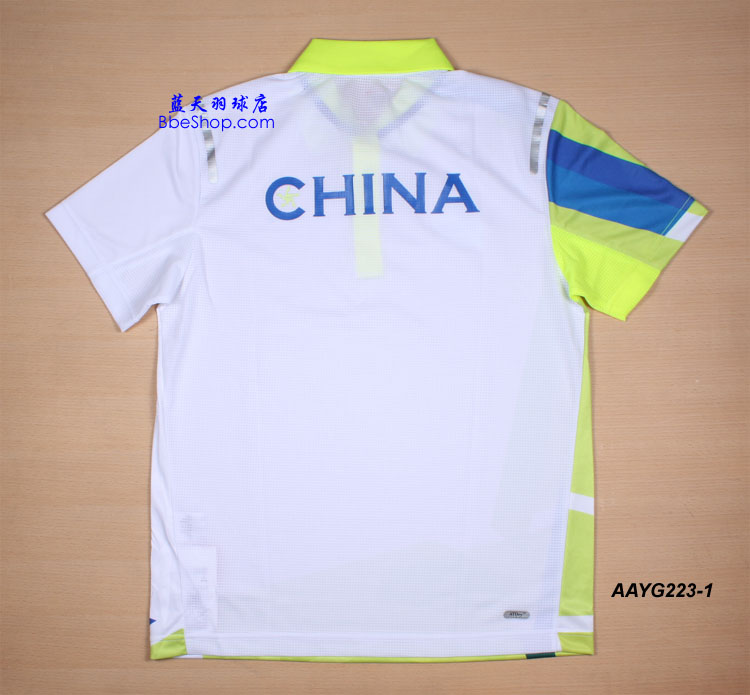 李宁羽球衫 AAYG223-1（白/荧光绿色） LI-NING羽球衫