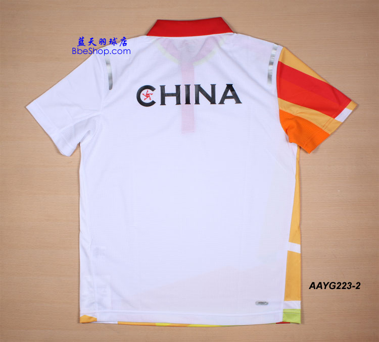 李宁羽球衫 AAYG223-2（白/橙色） LI-NING羽球衫