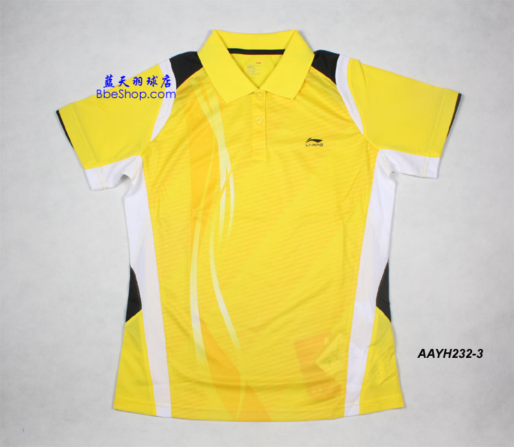 李宁羽球衫 AAYH232-3（黄色） LI-NING羽球衫