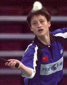 中国女单龚智超在2000年尤伯杯赛中